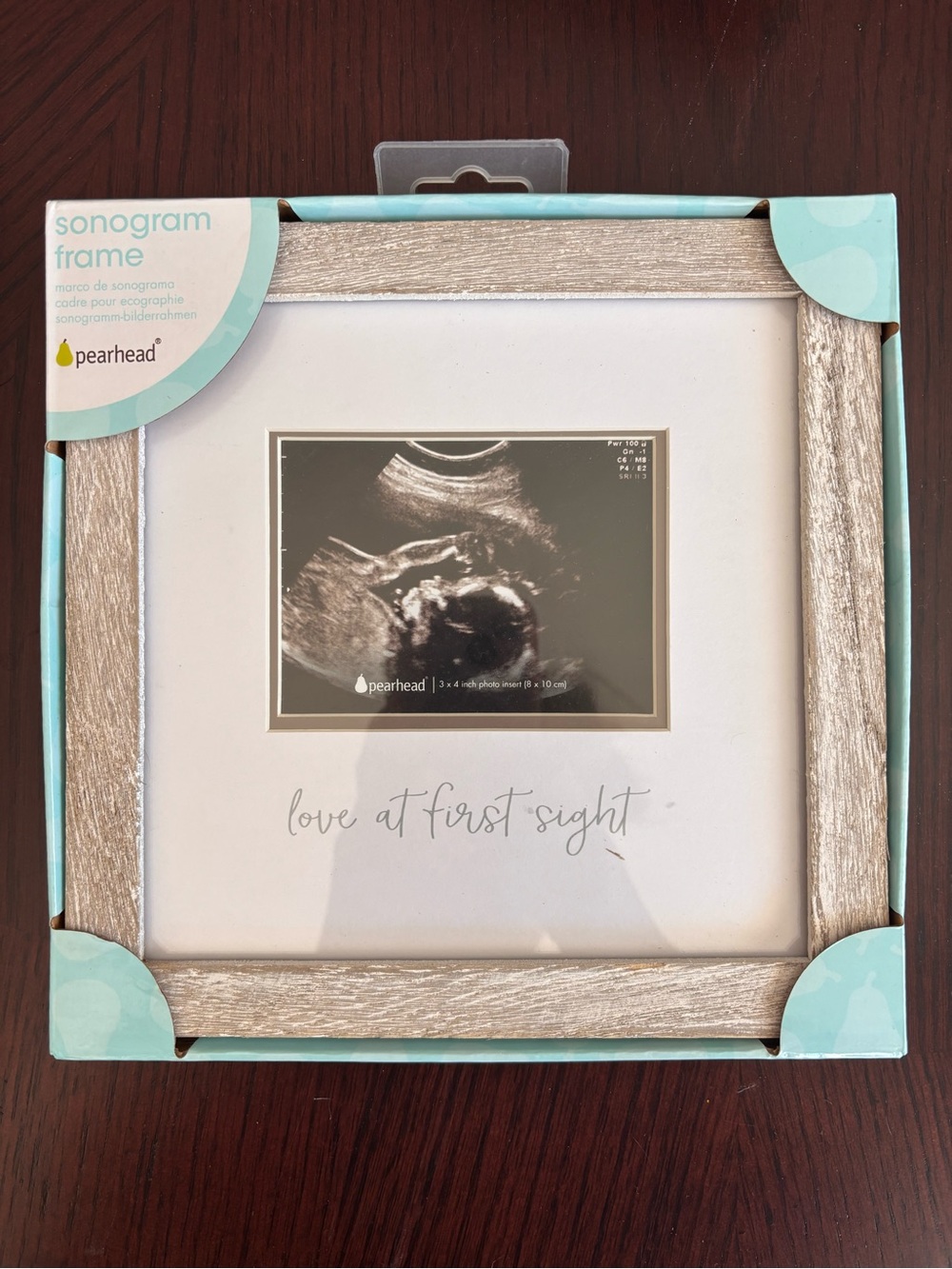 Pearhead Silver Wood-Look Sonogram Frame